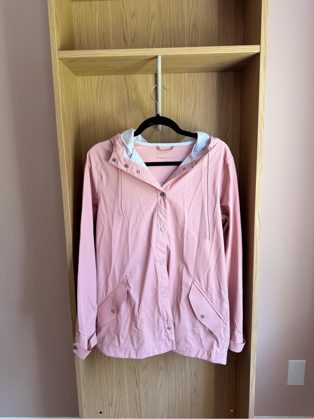 Babaton Light Pink Hooded Rain Jacket